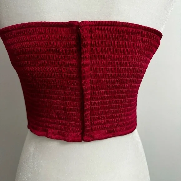 Vintage Nordstrom’s Lingerie Silk bustier Corset Strapless Top With Boning Red - Picture 4 of 9